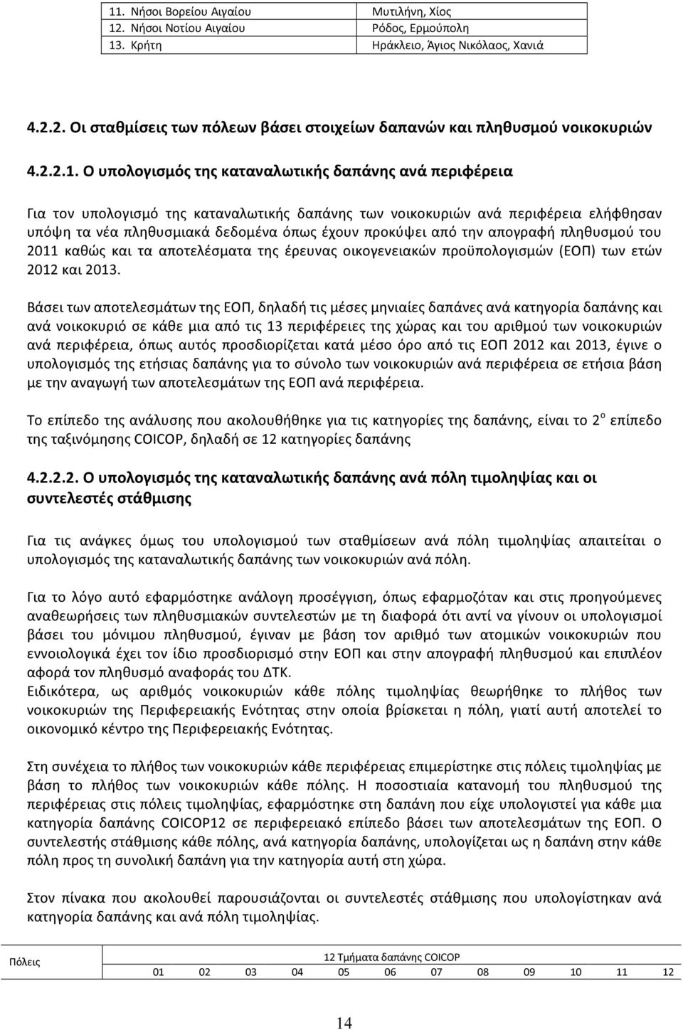 Ο υπολογισμός της καταναλωτικής δαπάνης ανά περιφέρεια Για τον υπολογισμό της καταναλωτικής δαπάνης των νοικοκυριών ανά περιφέρεια ελήφθησαν υπόψη τα νέα πληθυσμιακά δεδομένα όπως έχουν προκύψει από