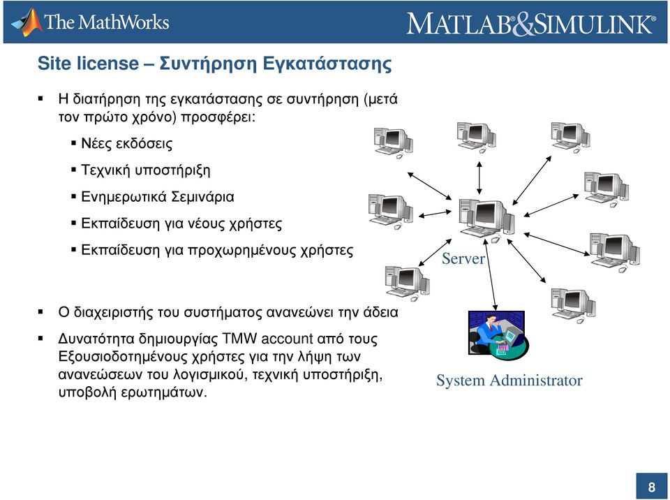 Server Ο διαχειριστής του συστήµατος ανανεώνει την άδεια υνατότητα δηµιουργίας TMW account από τους