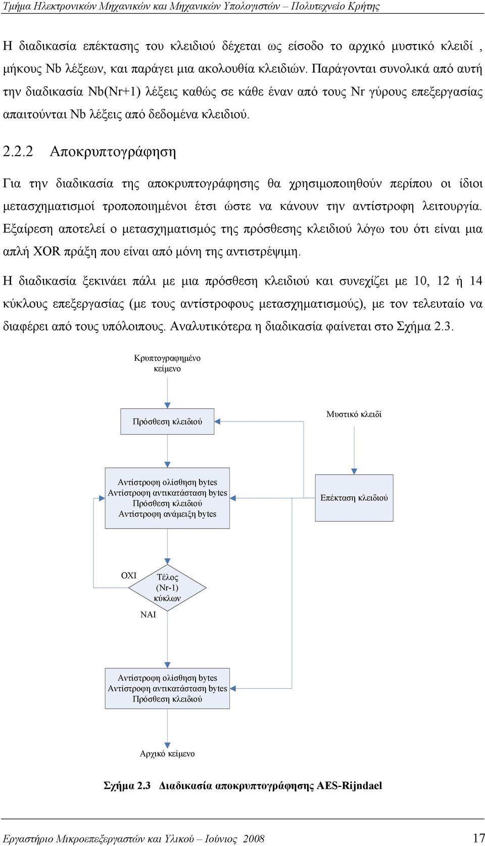 2.2 Αποκρυπτογράφηση Για την διαδικασία της αποκρυπτογράφησης θα χρησιμοποιηθούν περίπου οι ίδιοι μετασχηματισμοί τροποποιημένοι έτσι ώστε να κάνουν την αντίστροφη λειτουργία.