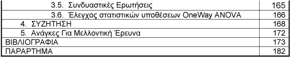 ANOVA 166 4. ΣΥΖΗΤΗΣΗ 168 5.