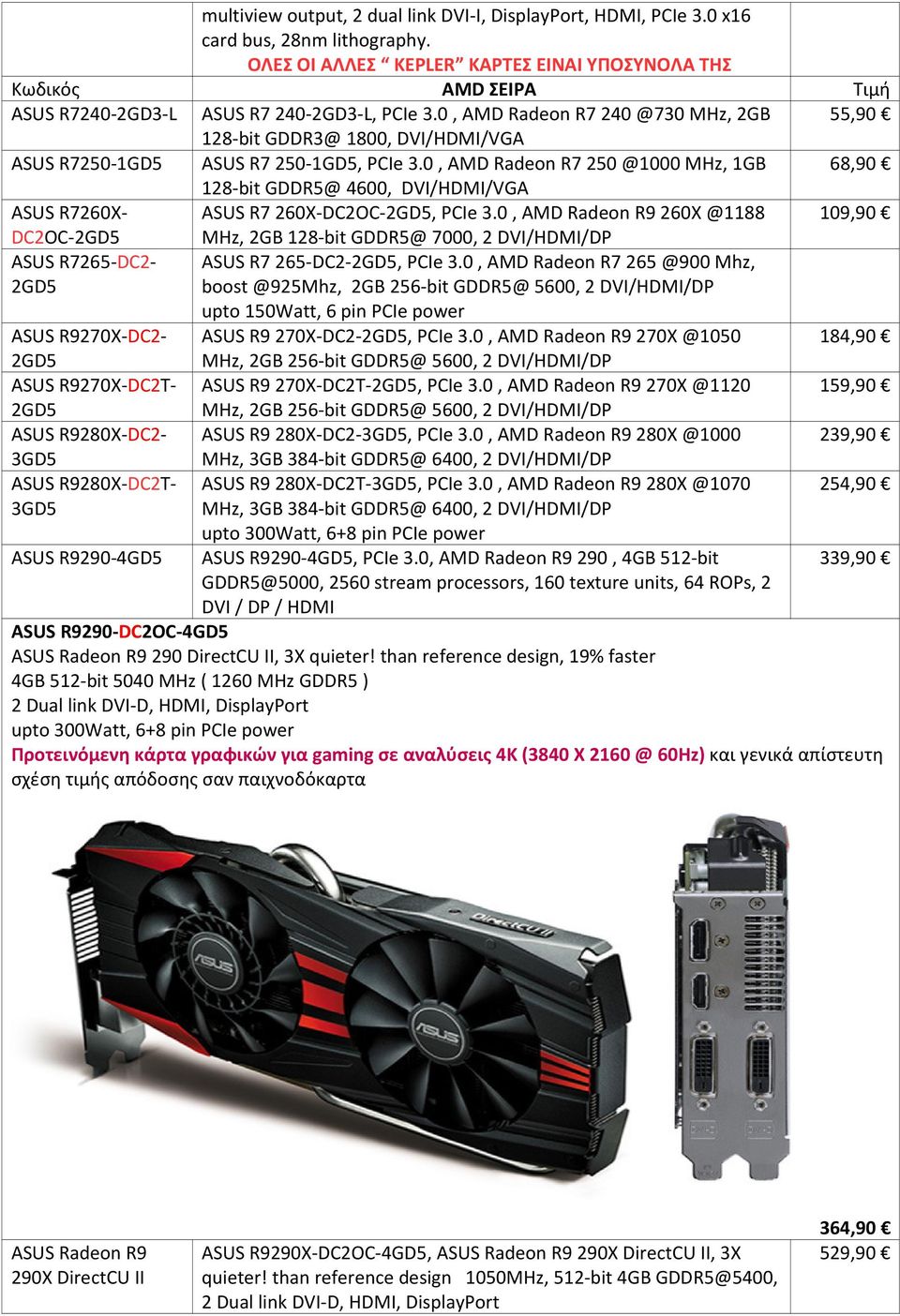 0, AMD Radeon R7 240 @730 MHz, 2GB 55,90 128-bit GDDR3@ 1800, DVI/HDMI/VGA ASUS R7250-1GD5 ASUS R7 250-1GD5, PCIe 3.