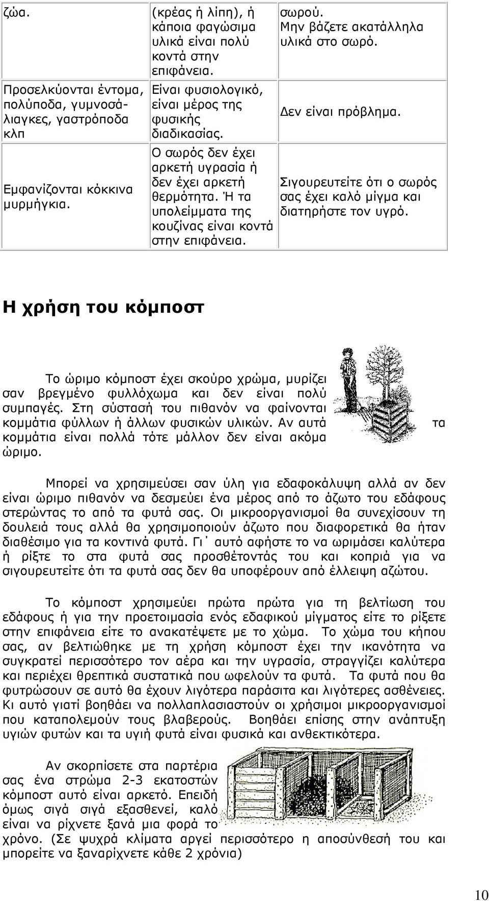 Μην βάζετε ακατάλληλα υλικά στο σωρό. εν είναι πρόβληµα. Σιγουρευτείτε ότι ο σωρός σας έχει καλό µίγµα και διατηρήστε τον υγρό.