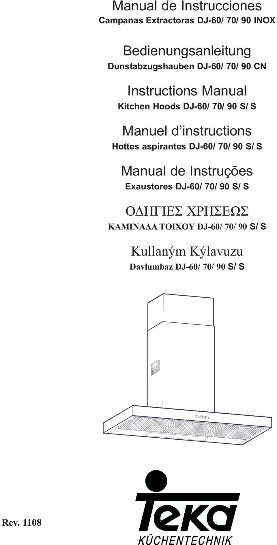 instructions Hottes aspirantes DJ-60/ 70/ 90 S/ S Manual de Instruções Exaustores DJ-60/ 70/ 90