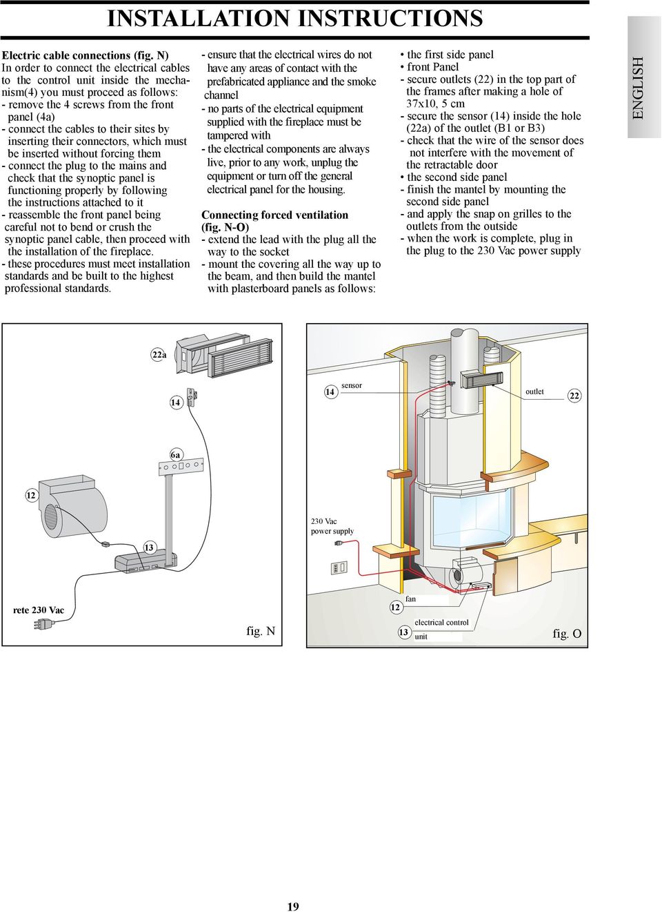 sites by inserting their connectors, which must be inserted without forcing them - connect the plug to the mains and check that the synoptic panel is functioning properly by following the