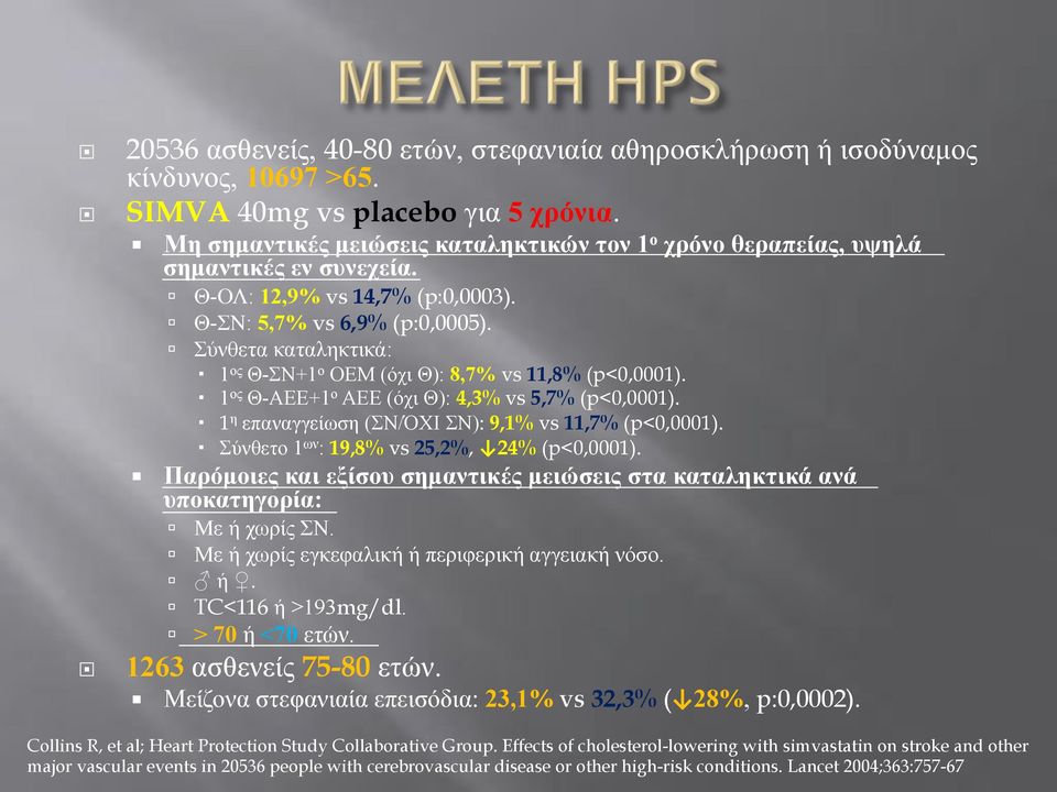 Σύνθετα καταληκτικά: 1 ος Θ-ΣΝ+1 ο ΟΕΜ (όχι Θ): 8,7% vs 11,8% (p<0,0001). 1 ος Θ-ΑΕΕ+1 ο ΑΕΕ (όχι Θ): 4,3% vs 5,7% (p<0,0001). 1 η επαναγγείωση (ΣΝ/ΌΧΙ ΣΝ): 9,1% vs 11,7% (p<0,0001).