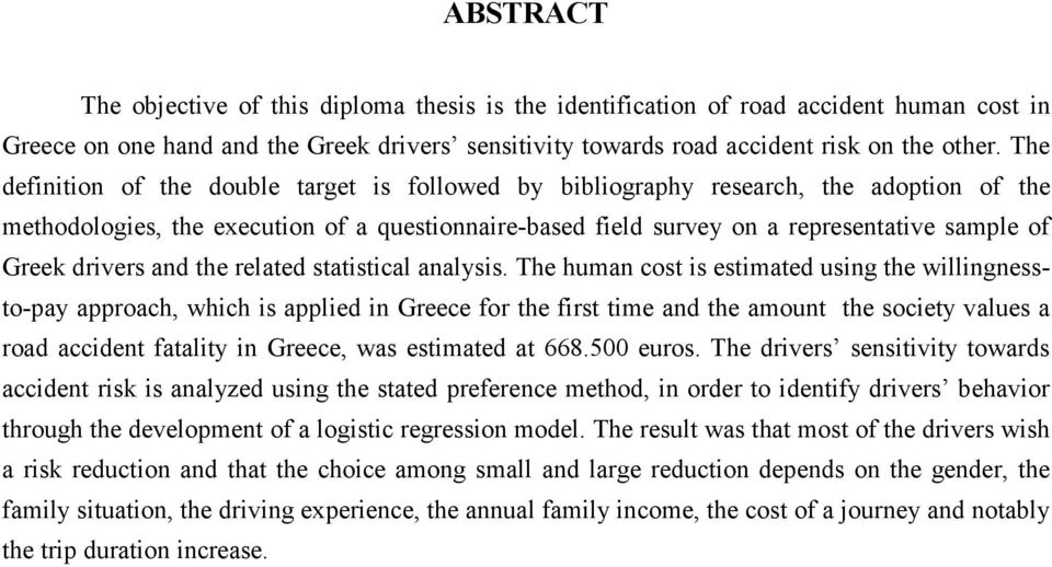 drivers and the related statistical analysis.