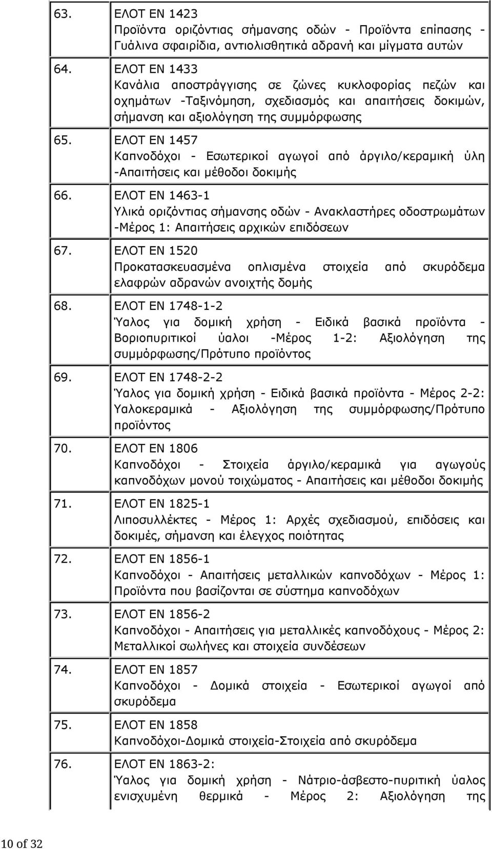 ΕΛΟΤ ΕΝ 1457 Καπνοδόχοι - Εσωτερικοί αγωγοί από άργιλο/κεραμική ύλη -Απαιτήσεις και μέθοδοι δοκιμής 66.