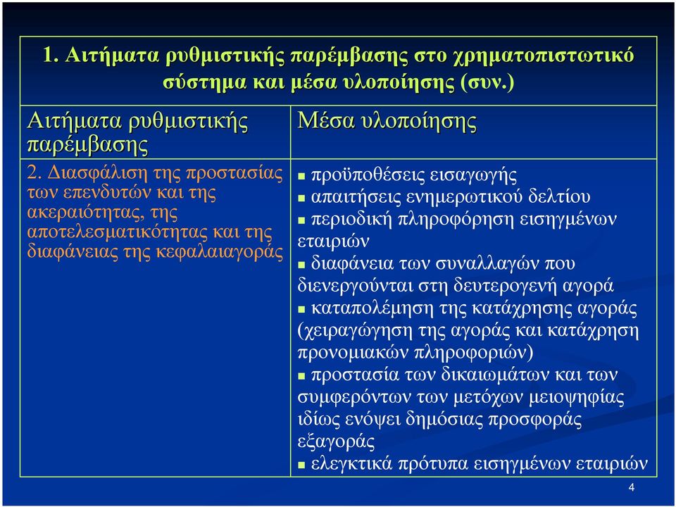 απαιτήσεις ενημερωτικού δελτίου περιοδική πληροφόρηση εισηγμένων εταιριών διαφάνεια των συναλλαγών που διενεργούνται στη δευτερογενή αγορά καταπολέμηση της κατάχρησης