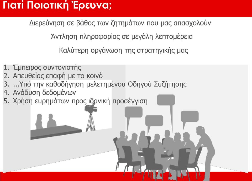 Έμπειρος συντονιστής 2. Απευθείας επαφή με το κοινό 3.