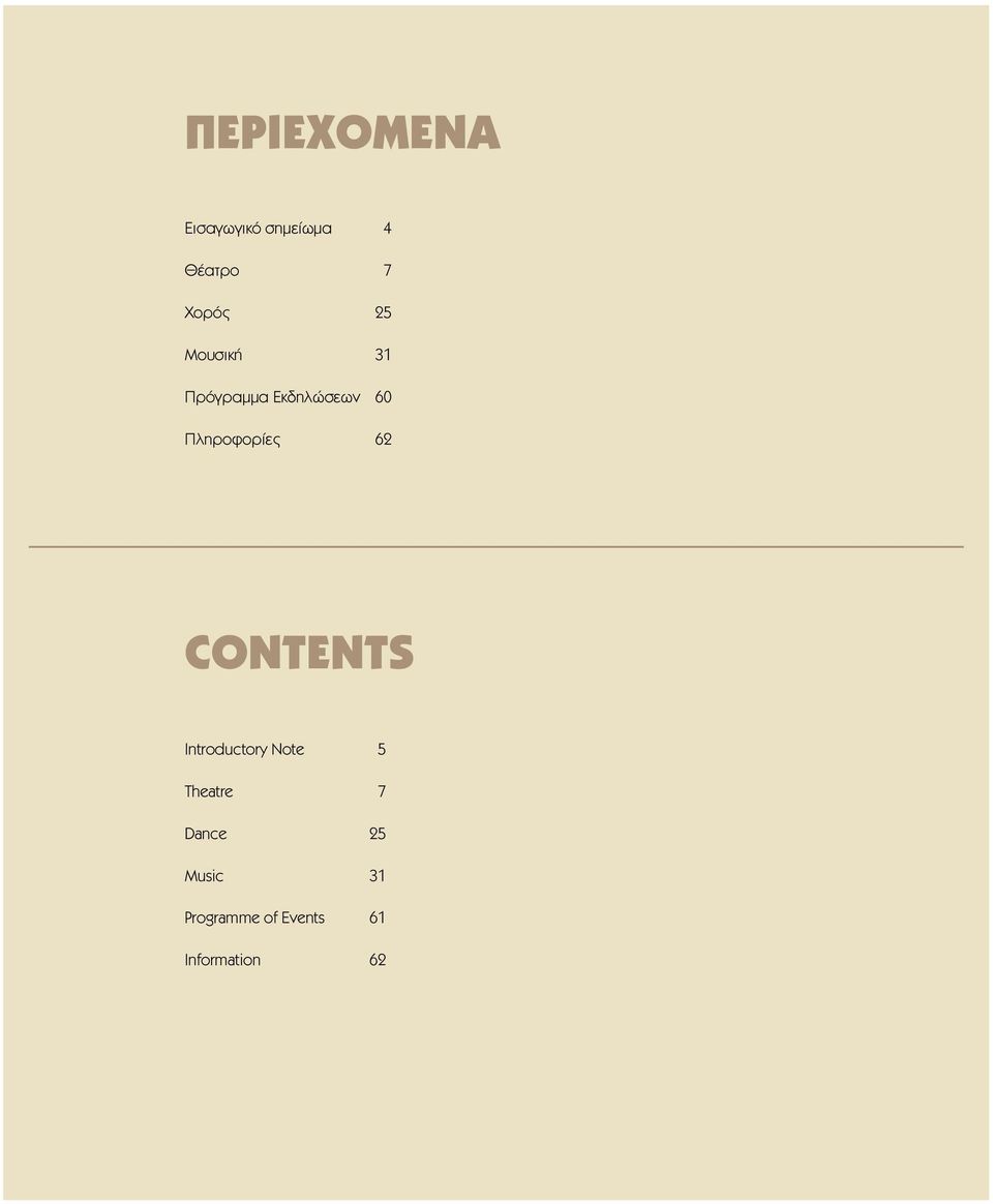 Πληροφορίες 62 CONTENTS Introductory Note 5