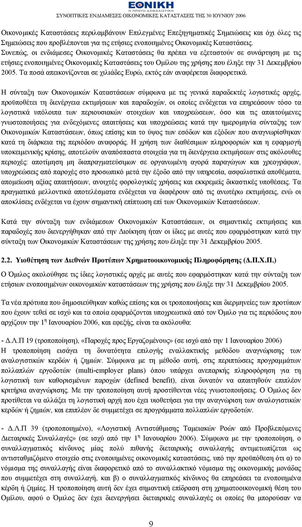 Τα ποσά απεικονίζονται σε χιλιάδες Ευρώ, εκτός εάν αναφέρεται διαφορετικά.