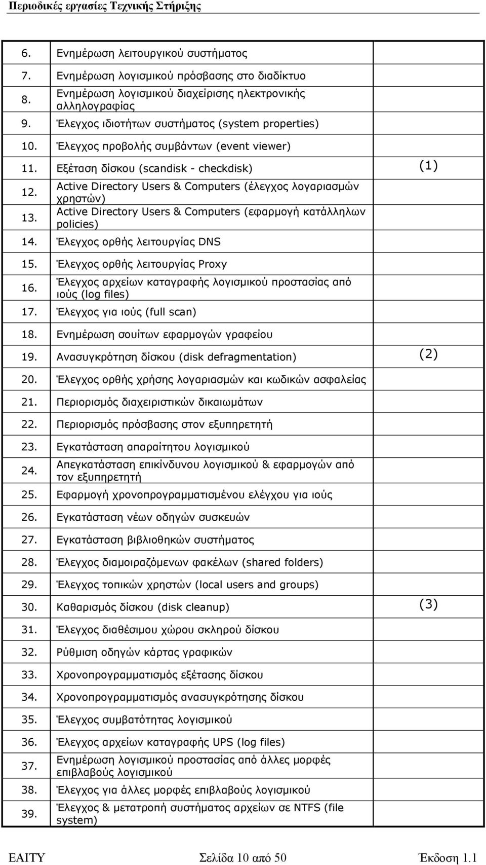 Active Directory Users & Computers (έλεγχος λογαριασµών χρηστών) Active Directory Users & Computers (εφαρµογή κατάλληλων policies) 14. Έλεγχος ορθής λειτουργίας DNS 15.