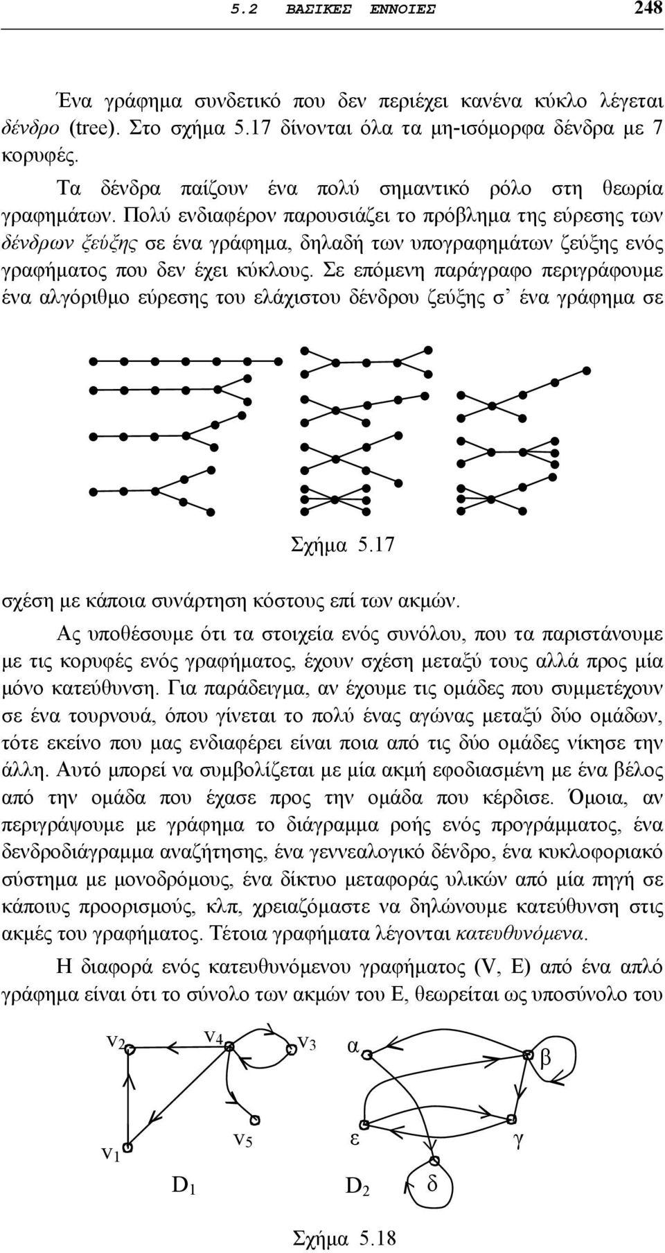 Πολύ ενδιαφέρον παρουσιάζει το πρόβλημα της εύρεσης των δένδρων ξεύξης σε ένα γράφημα, δηλαδή των υπογραφημάτων ζεύξης ενός γραφήματος που δεν έχει κύκλους.