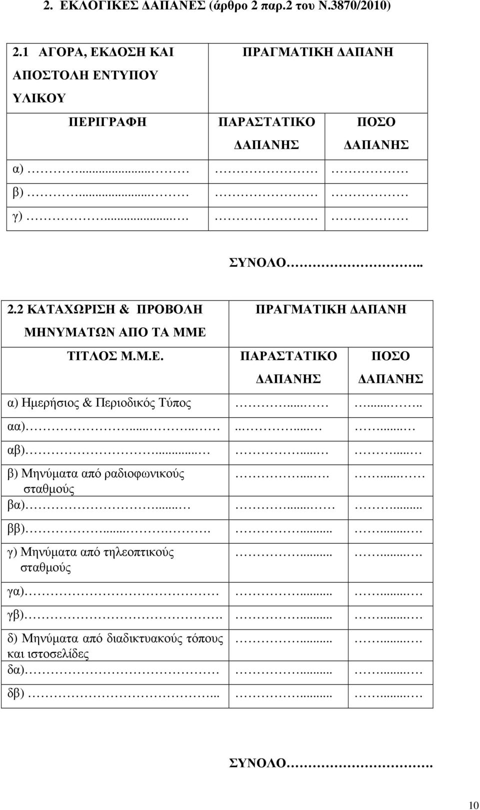 ....... αα)............. αβ)......... β) Μηνύµατα από ραδιοφωνικούς....... σταθµούς βα)......... ββ)............ γ) Μηνύµατα από τηλεοπτικούς σταθµούς.