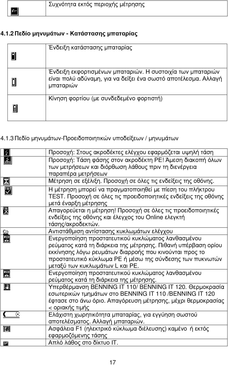 3 Πεδίο µηνυµάτων-προειδοποιητικών υποδείξεων / µηνυµάτων Προσοχή: Στους ακροδέκτες ελέγχου εφαρµόζεται υψηλή τάση Προσοχή: Τάση φάσης στον ακροδέκτη ΡΕ!