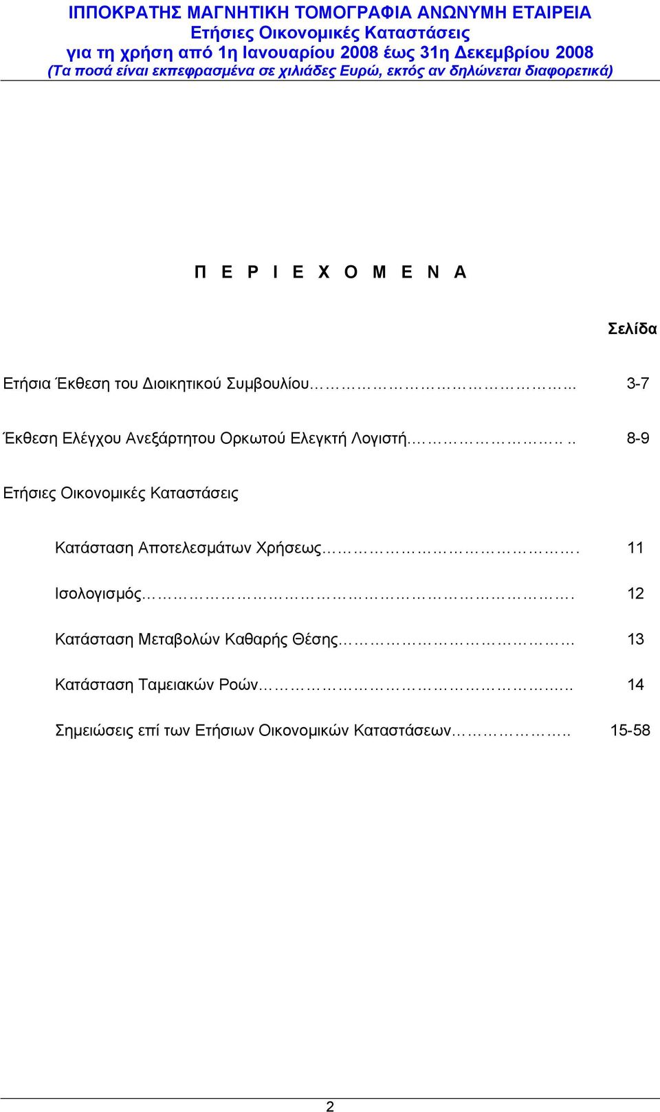 .... 8-9 Κατάσταση Αποτελεσμάτων Χρήσεως. 11 Ισολογισμός.