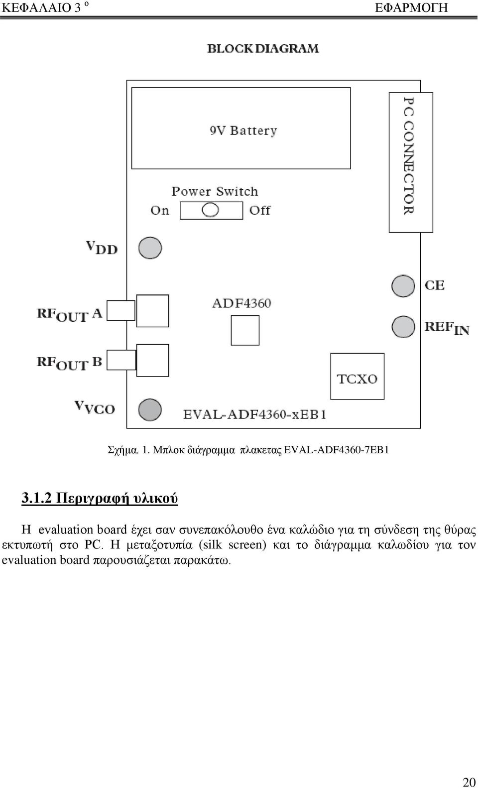 3.1.2 Περιγραφή υλικού Η evaluation board έχει σαν συνεπακόλουθο ένα