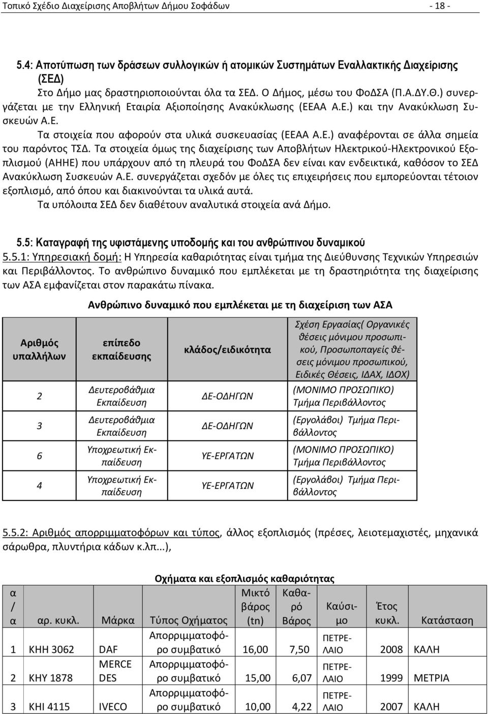 Τα στοιχεία όμως της διαχείρισης των Αποβλήτων Ηλεκτρικού-Ηλεκτρονικού Εξοπλισμού (ΑΗΗΕ) που υπάρχουν από τη πλευρά του ΦοΔΣΑ δεν είναι καν ενδεικτικά, καθόσον το ΣΕΔ Ανακύκλωση Συσκευών Α.Ε. συνεργάζεται σχεδόν με όλες τις επιχειρήσεις που εμπορεύονται τέτοιον εξοπλισμό, από όπου και διακινούνται τα υλικά αυτά.