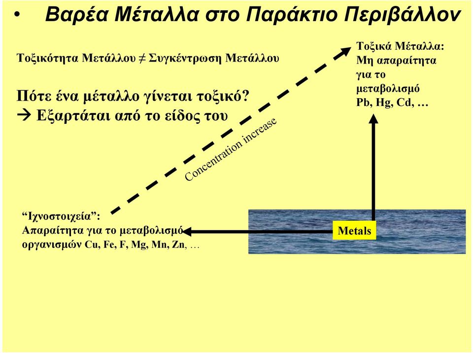 Εξαρτάται από το είδος του Concentration increase Τοξικά Μέταλλα: Μη