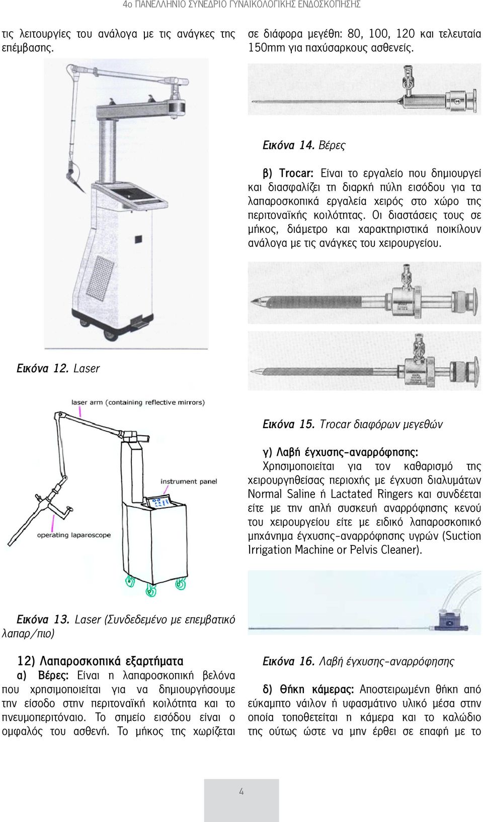 Οι διαστάσεις τους σε μήκος, διάμετρο και χαρακτηριστικά ποικίλουν ανάλογα με τις ανάγκες του χειρουργείου. Εικόνα 12. Laser Εικόνα 15.
