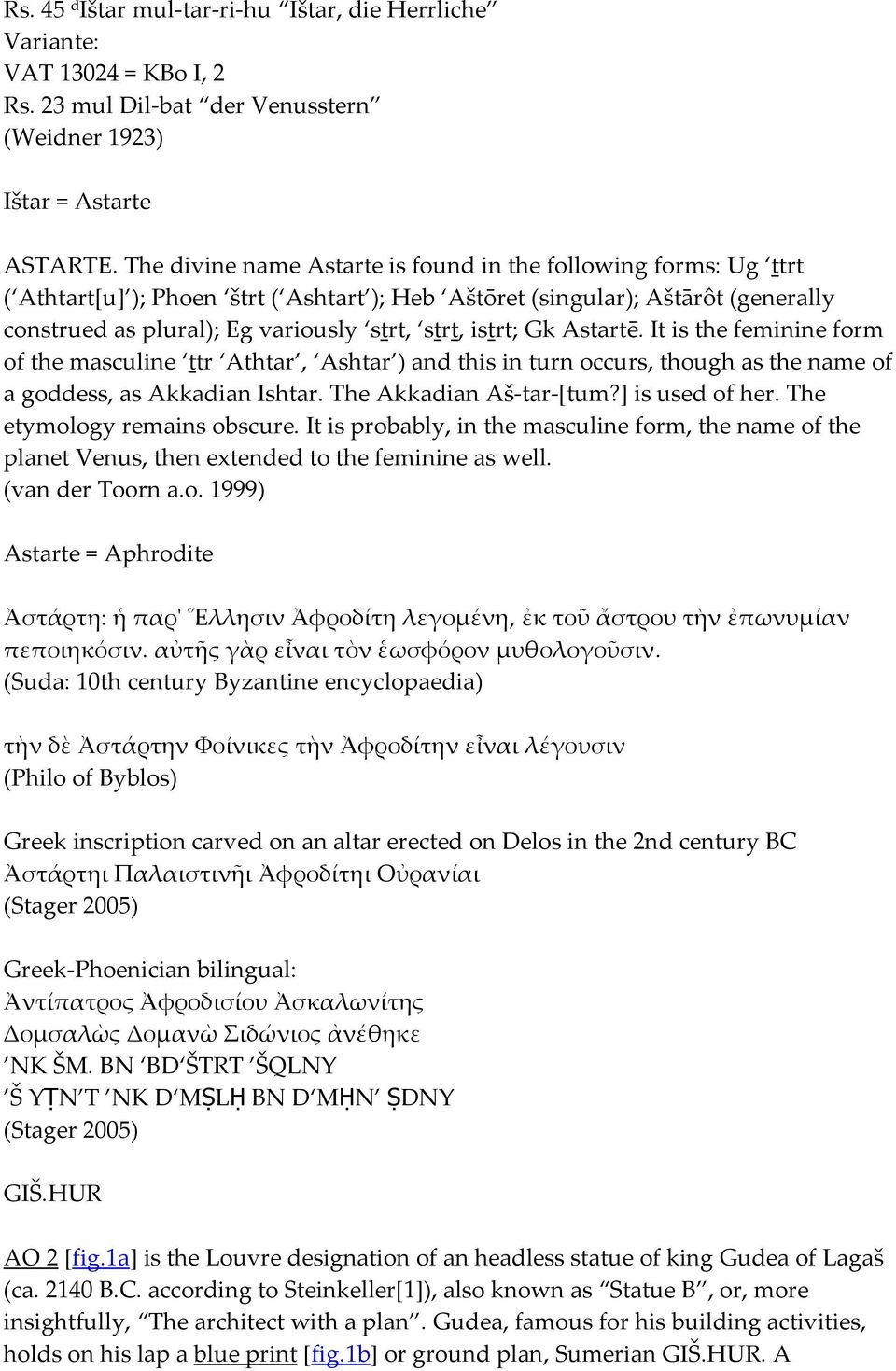 istrt; Gk Astartē. It is the feminine form of the masculine ttr Athtar, Ashtar ) and this in turn occurs, though as the name of a goddess, as Akkadian Ishtar. The Akkadian Aš tar [tum?