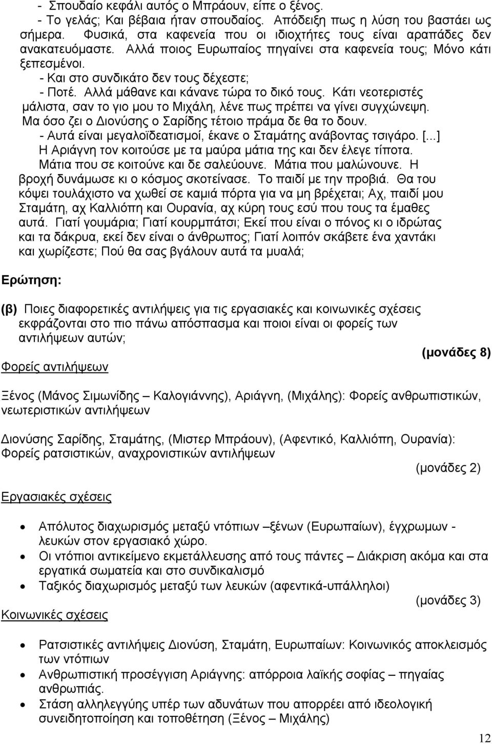 Αλλά μάθανε και κάνανε τώρα το δικό τους. Κάτι νεοτεριστές μάλιστα, σαν το γιο μου το Μιχάλη, λένε πως πρέπει να γίνει συγχώνεψη. Μα όσο ζει ο Διονύσης ο Σαρίδης τέτοιο πράμα δε θα το δουν.