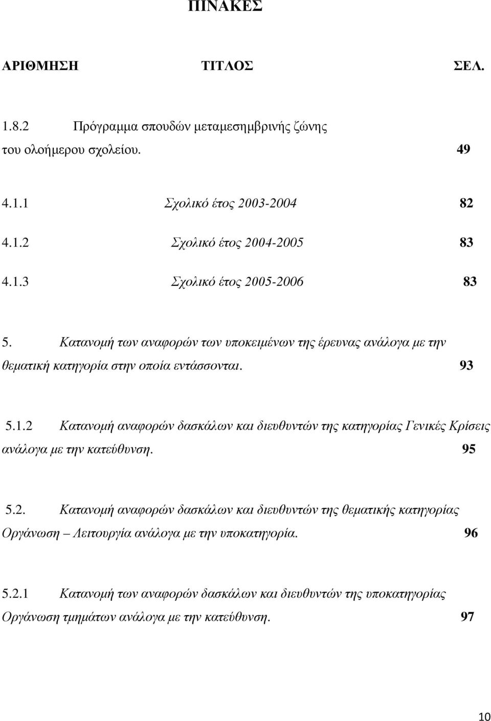 95 5.2. Κατανομή αναφορών δασκάλων και διευθυντών της θεματικής κατηγορίας Οργάνωση Λειτουργία ανάλογα με την υποκατηγορία. 96 5.2.1 Κατανομή των αναφορών δασκάλων και διευθυντών της υποκατηγορίας Οργάνωση τμημάτων ανάλογα με την κατεύθυνση.