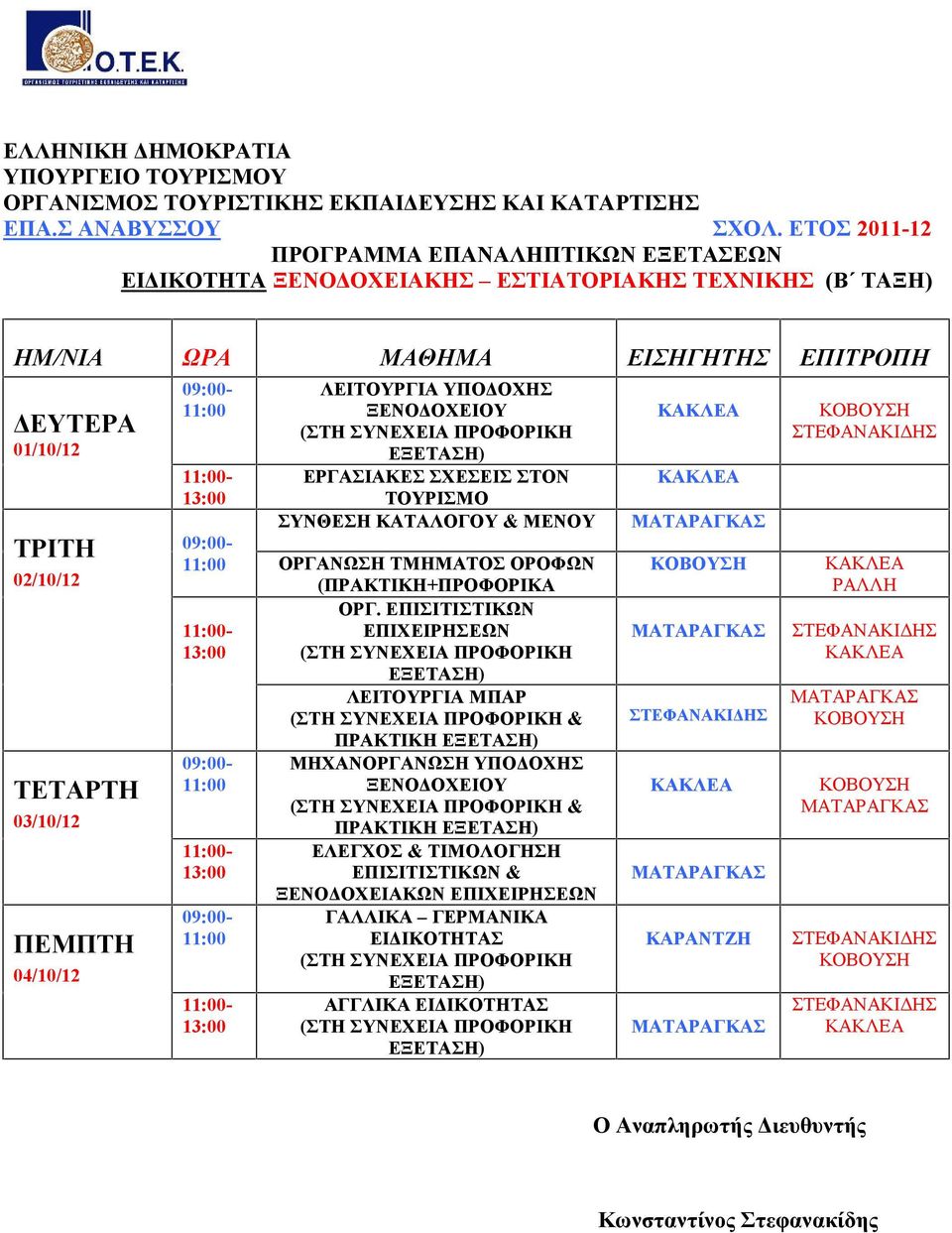 ΞΕΝΟΔΟΧΕΙΟΥ ΕΡΓΑΣΙΑΚΕΣ ΣΧΕΣΕΙΣ ΣΤΟΝ ΤΟΥΡΙΣΜΟ ΣΥΝΘΕΣΗ ΚΑΤΑΛΟΓΟΥ & ΜΕΝΟΥ ΟΡΓΑΝΩΣΗ ΤΜΗΜΑΤΟΣ ΟΡΟΦΩΝ (ΠΡΑΚΤΙΚΗ+ΠΡΟΦΟΡΙΚΑ