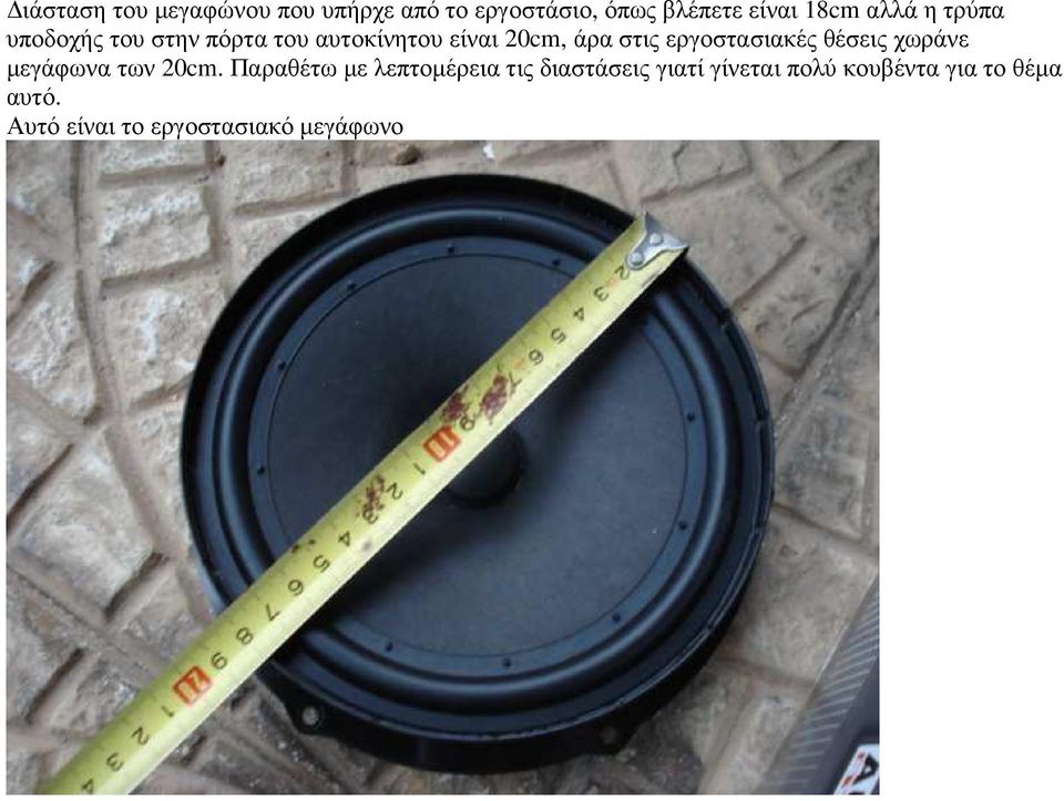 εργοστασιακές θέσεις χωράνε µεγάφωνα των 20cm.
