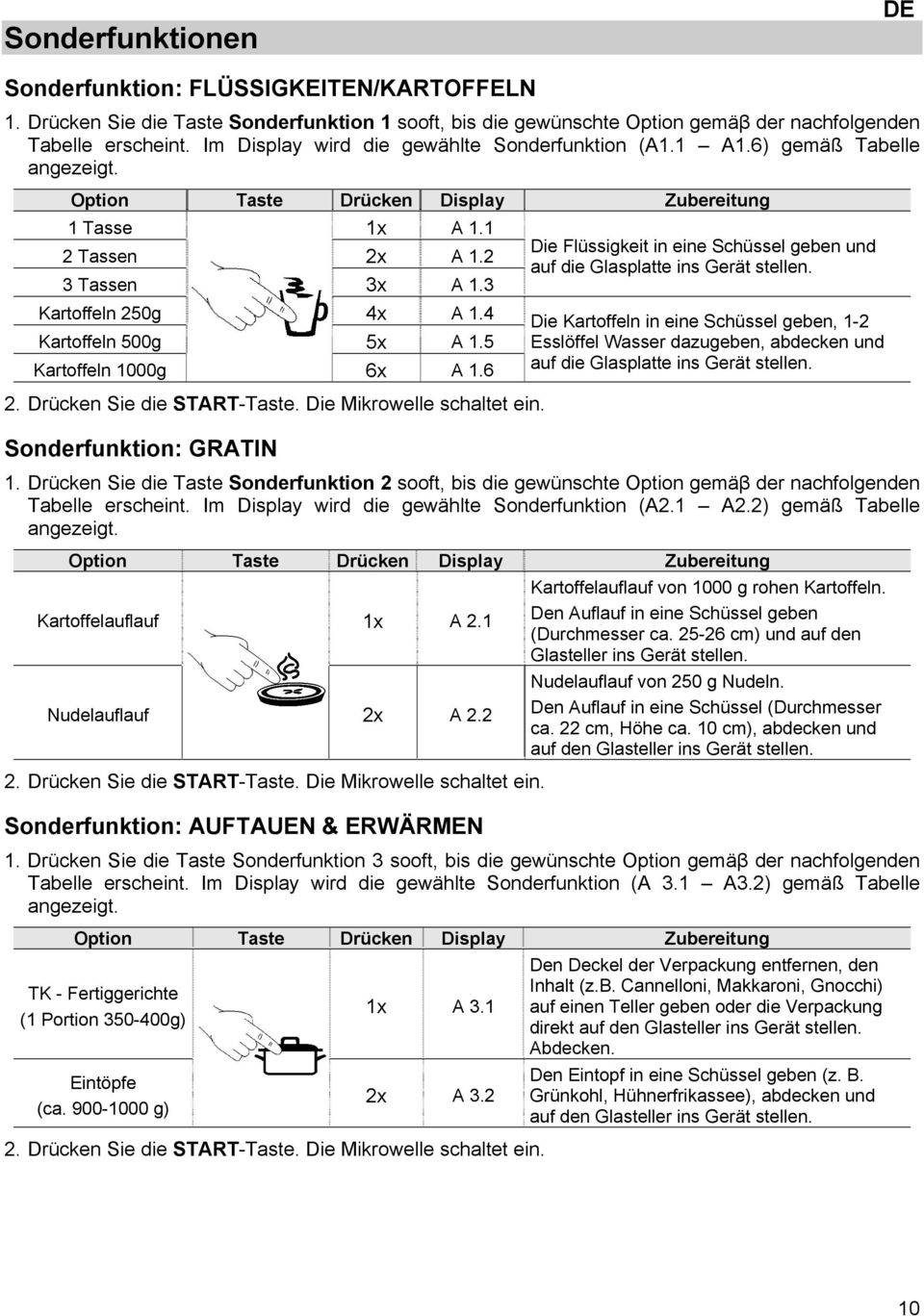 2 auf die Glasplatte ins Gerät stellen. 3 Tassen 3x A 1.3 Kartoffeln 250g 4x A 1.4 Die Kartoffeln in eine Schüssel geben, 1-2 Kartoffeln 500g 5x A 1.