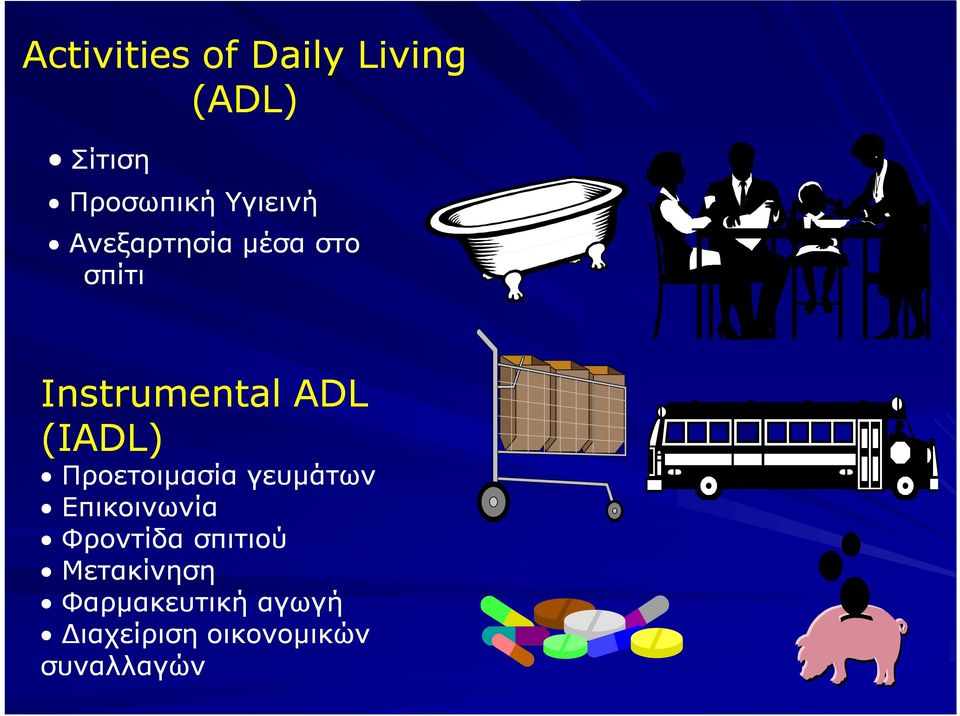 (IADL) Προετοιμασία γευμάτων Επικοινωνία Φροντίδα