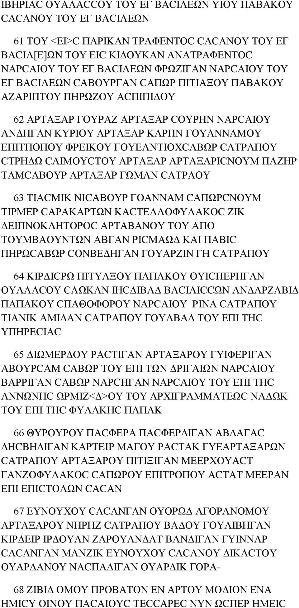 ΓΟΥΕΑΝΤΙΟΧCΑΒΩΡ CΑΤΡΑΠΟΥ CΤΡΗΔΩ CΑΙΜΟΥCΤΟΥ ΑΡΤΑΞΑΡ ΑΡΤΑΞΑΡΙCΝΟΥΜ ΠΑΖΗΡ ΤΑΜCΑΒΟΥΡ ΑΡΤΑΞΑΡ ΓΩΜΑΝ CΑΤΡΑΟΥ 63 ΤΙΑCΜΙΚ ΝΙCΑΒΟΥΡ ΓΟΑΝΝΑΜ CΑΠΩΡCΝΟΥΜ ΤΙΡΜΕΡ CΑΡΑΚΑΡΤΩΝ ΚΑCΤΕΛΛΟΦΥΛΑΚΟC ΖΙΚ ΔΕΙΠΝΟΚΛΗΤΟΡΟC