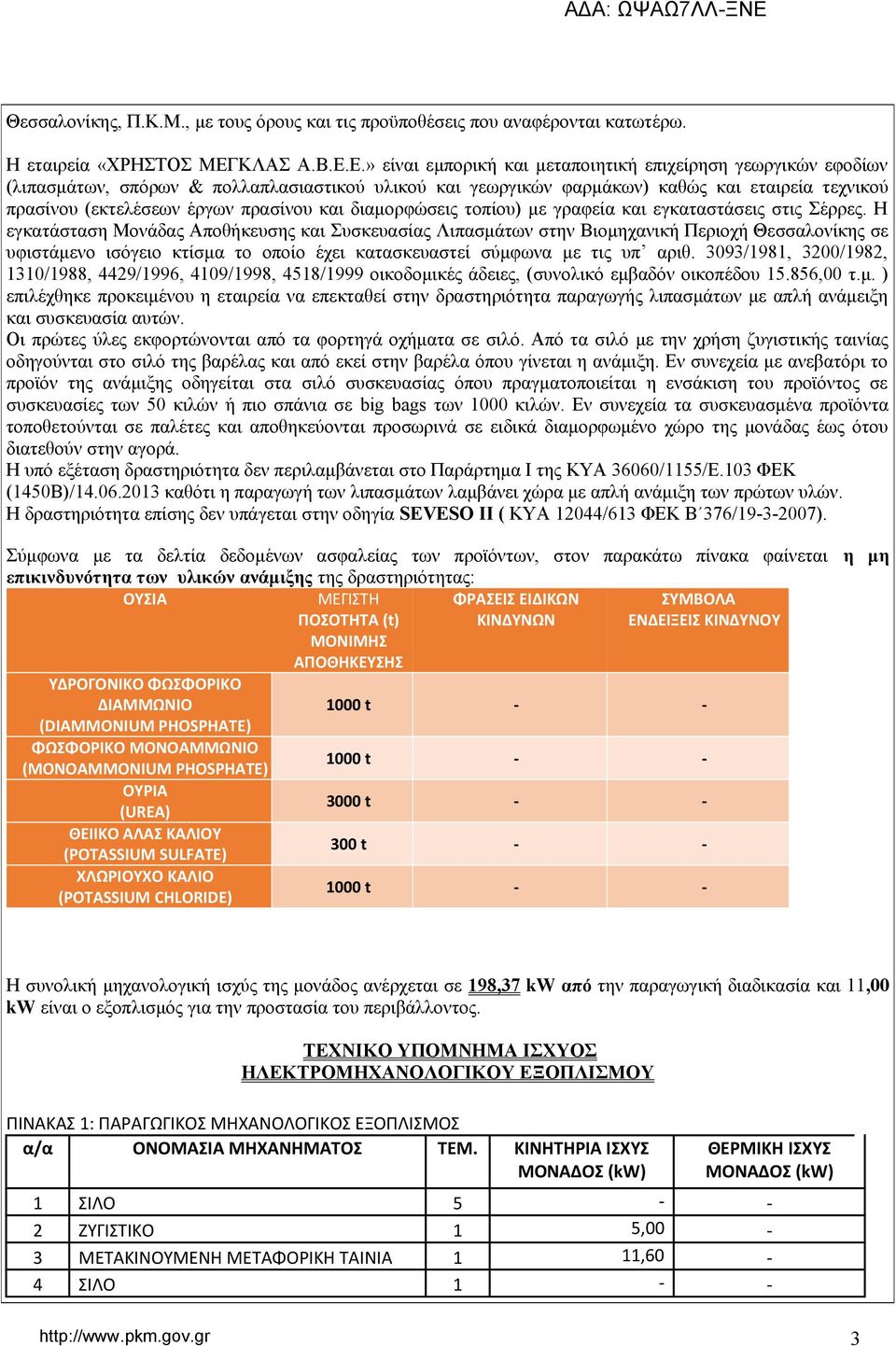 Ε.» είναι εμπορική και μεταποιητική επιχείρηση γεωργικών εφοδίων (λιπασμάτων, σπόρων & πολλαπλασιαστικού υλικού και γεωργικών φαρμάκων) καθώς και εταιρεία τεχνικού πρασίνου (εκτελέσεων έργων πρασίνου