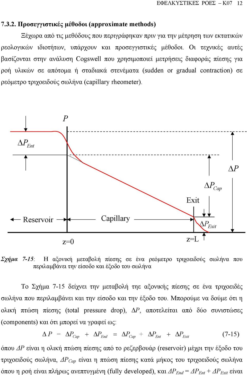 Οι τεχνικές αυτές βασίζονται στην ανάλυση Cogswell που χρησιµοποιεί µετρήσεις διαφοράς πίεσης για ροή υλικών σε απότοµα ή σταδιακά στενέµατα (sudden or gradual contraction) σε ρεόµετρο τριχοειδούς