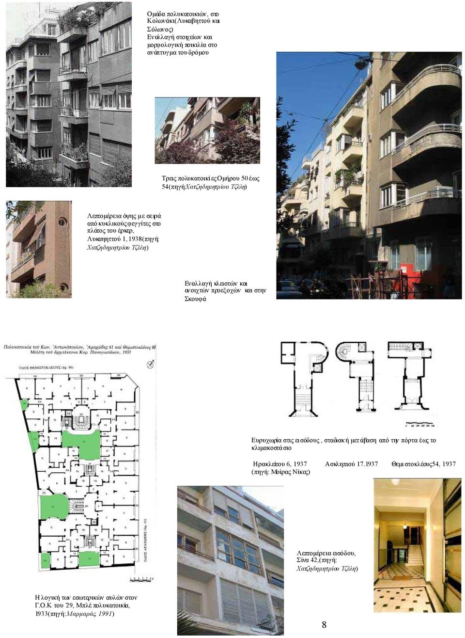 αν οιχ τών προεξοχών και στην Σκουφά Ευρυχωρία στις ει σόδους, σταδιακ ή μετάβαση από την πόρτα έως το κλιμακοστάσιο Ηρακλείτου 6, 1937 Ασκληπιού 17.