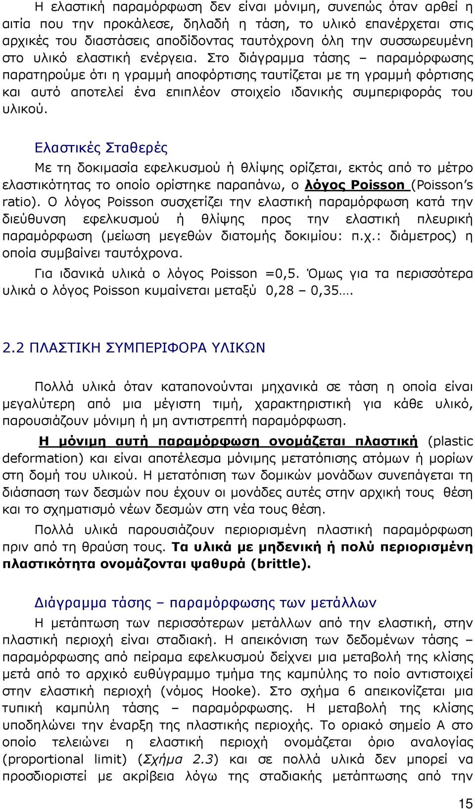 Στο διάγραµµα τάσης παραµόρφωσης παρατηρούµε ότι η γραµµή αποφόρτισης ταυτίζεται µε τη γραµµή φόρτισης και αυτό αποτελεί ένα επιπλέον στοιχείο ιδανικής συµπεριφοράς του υλικού.