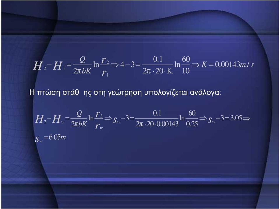 υπολογίζεται ανάλογα: H s w ln 3 ln 3 3.