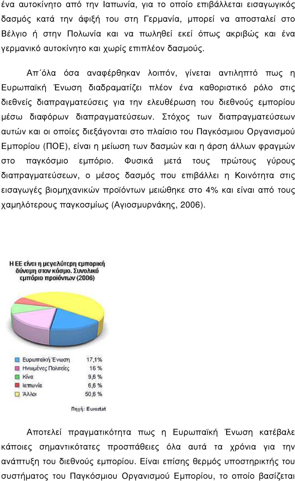 Απ όλα όσα αναφέρθηκαν λοιπόν, γίνεται αντιληπτό πως η Ευρωπαϊκή Ένωση διαδραµατίζει πλέον ένα καθοριστικό ρόλο στις διεθνείς διαπραγµατεύσεις για την ελευθέρωση του διεθνούς εµπορίου µέσω διαφόρων