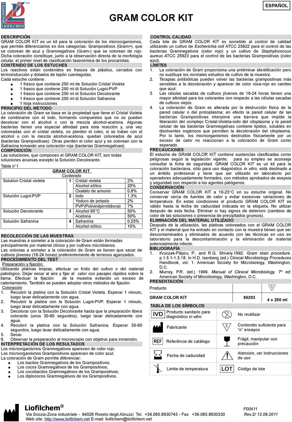 CONTENIDO DE LOS ESTUCHES Los reactivos están contenidos en frascos de plástico, cerrados con termoinducción y dotados de tapón cuentagotas.