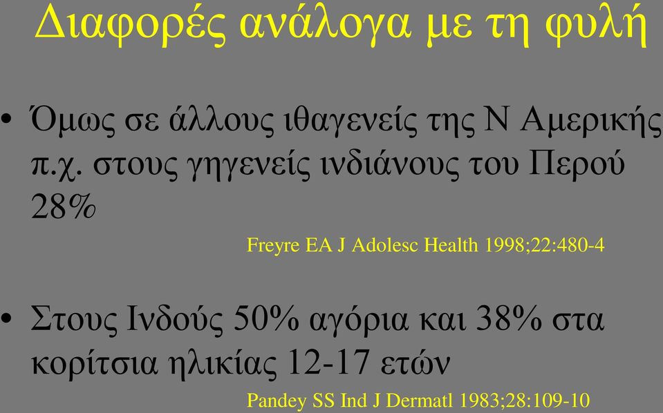 στους γηγενείς ινδιάνους του Περού 28% Freyre EA J Adolesc