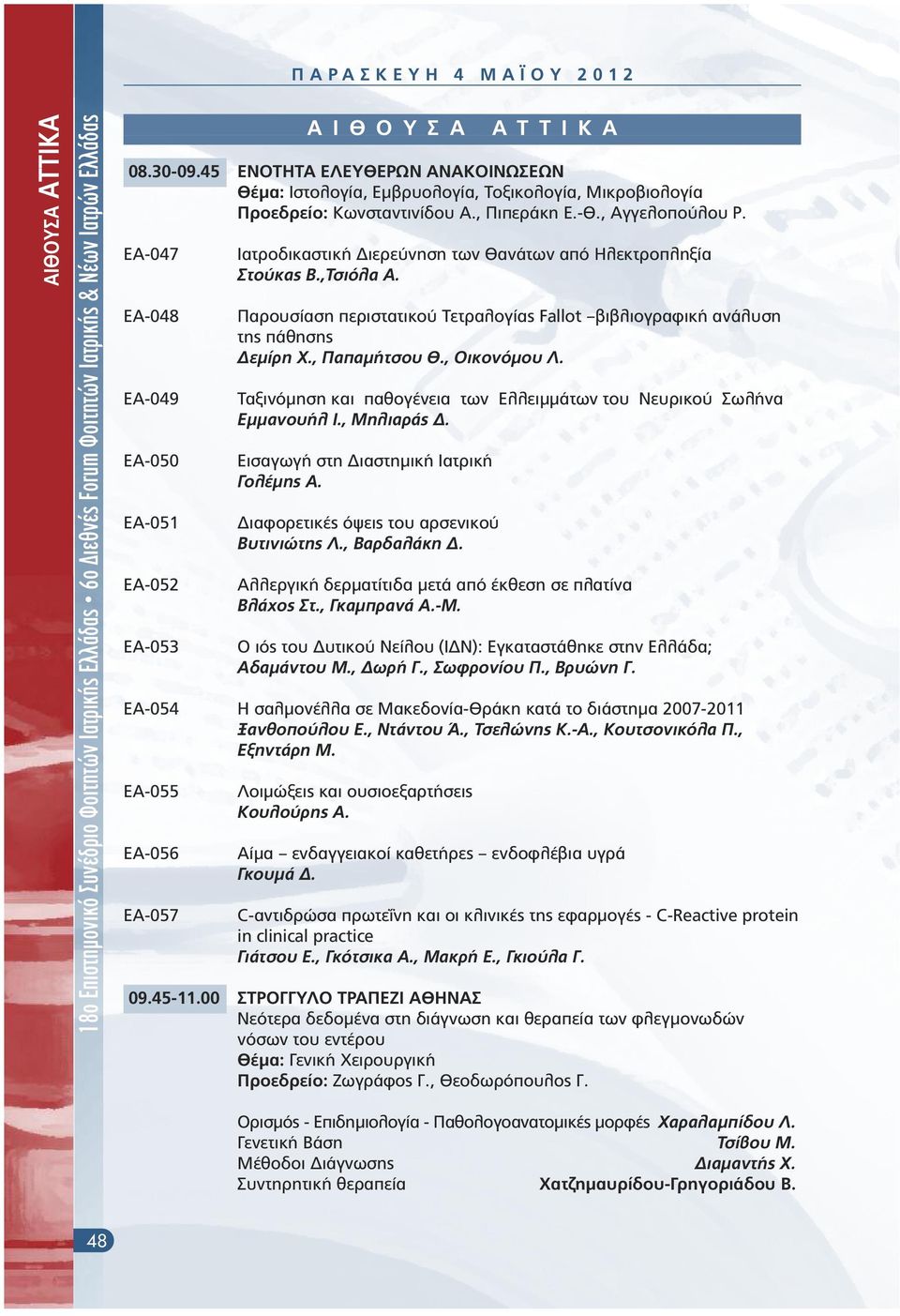 ΕΑ-047 ΕΑ-048 ΕΑ-049 ΕΑ-050 ΕΑ-051 ΕΑ-052 EA-053 Ιατροδικαστική ιερεύνηση των Θανάτων από Ηλεκτροπληξία Στούκας Β.,Τσιόλα Α.