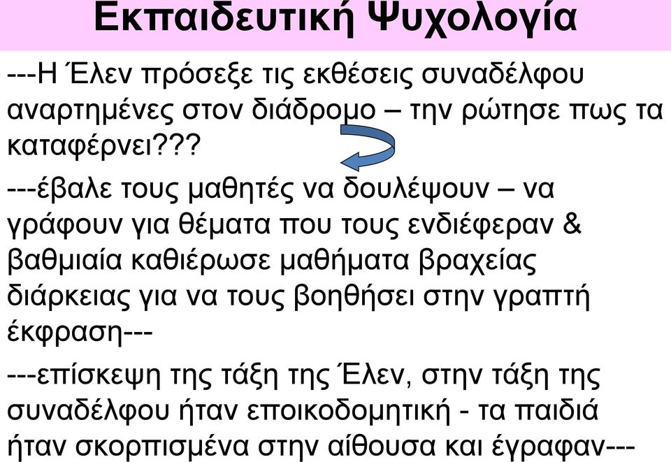 μαθήματα βραχείας διάρκειας για να τους βοηθήσει στην γραπτή έκφραση--- ---επίσκεψη της τάξη της