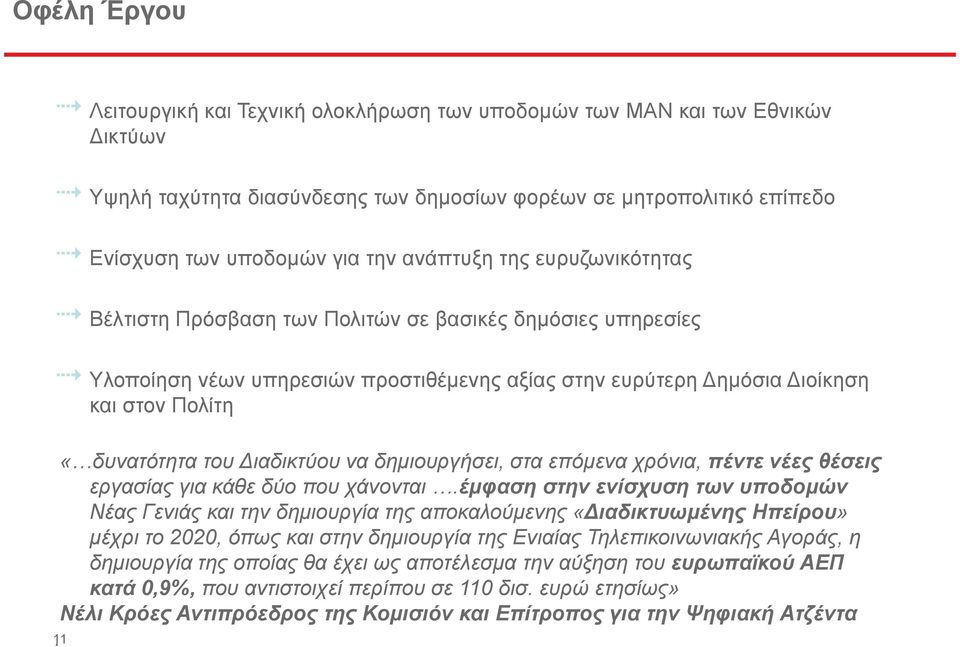 ιαδικτύου να δηµιουργήσει, στα επόµενα χρόνια, πέντε νέες θέσεις εργασίας για κάθε δύο που χάνονται.