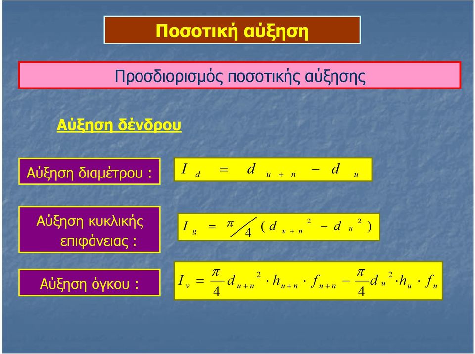 Αύξηση κυκλικής επιφάνειας : Αύξηση όγκου