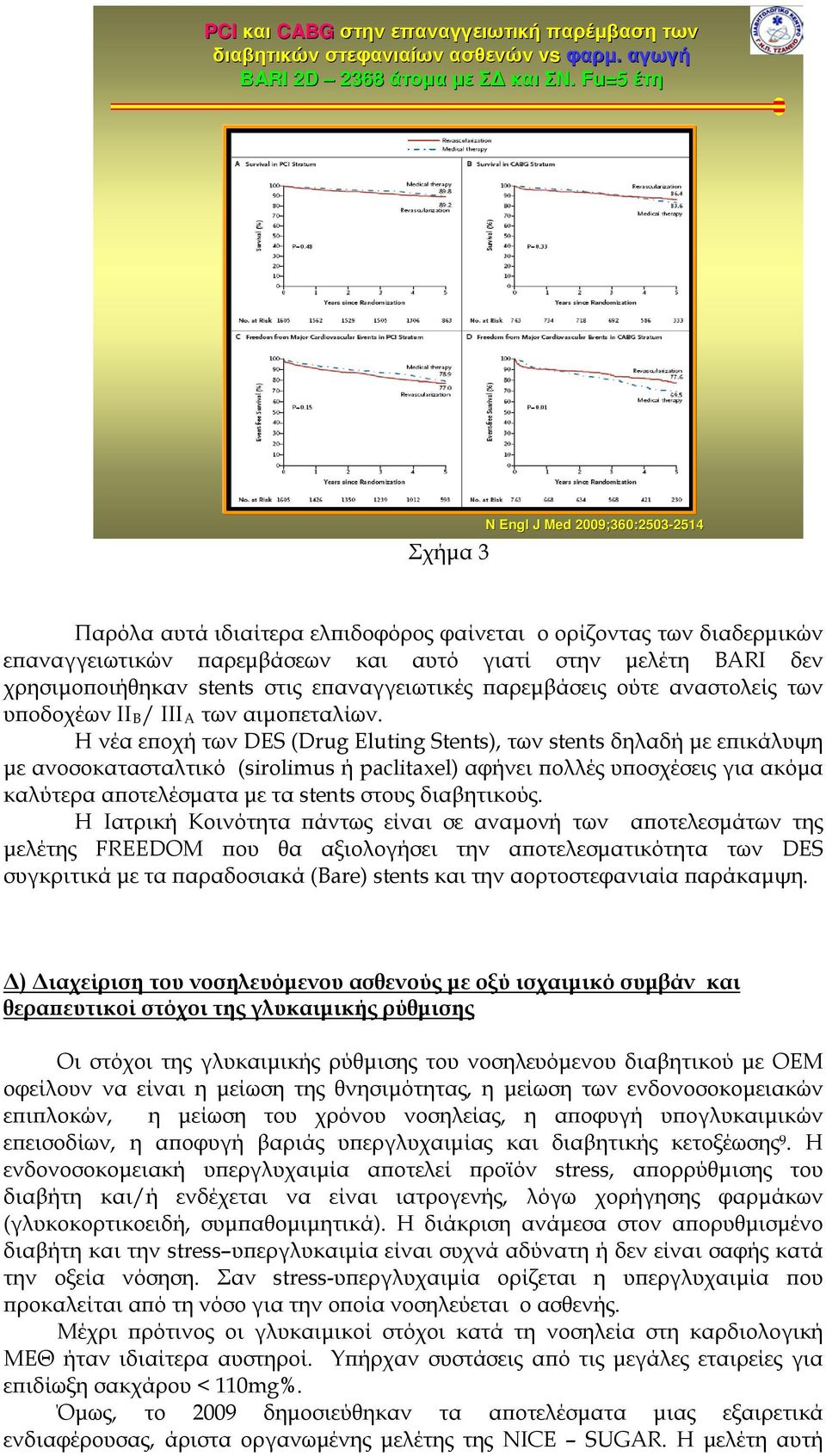 χρησιμοποιήθηκαν stents στις επαναγγειωτικές παρεμβάσεις ούτε αναστολείς των υποδοχέων ΙΙ Β/ ΙΙΙ Α των αιμοπεταλίων.