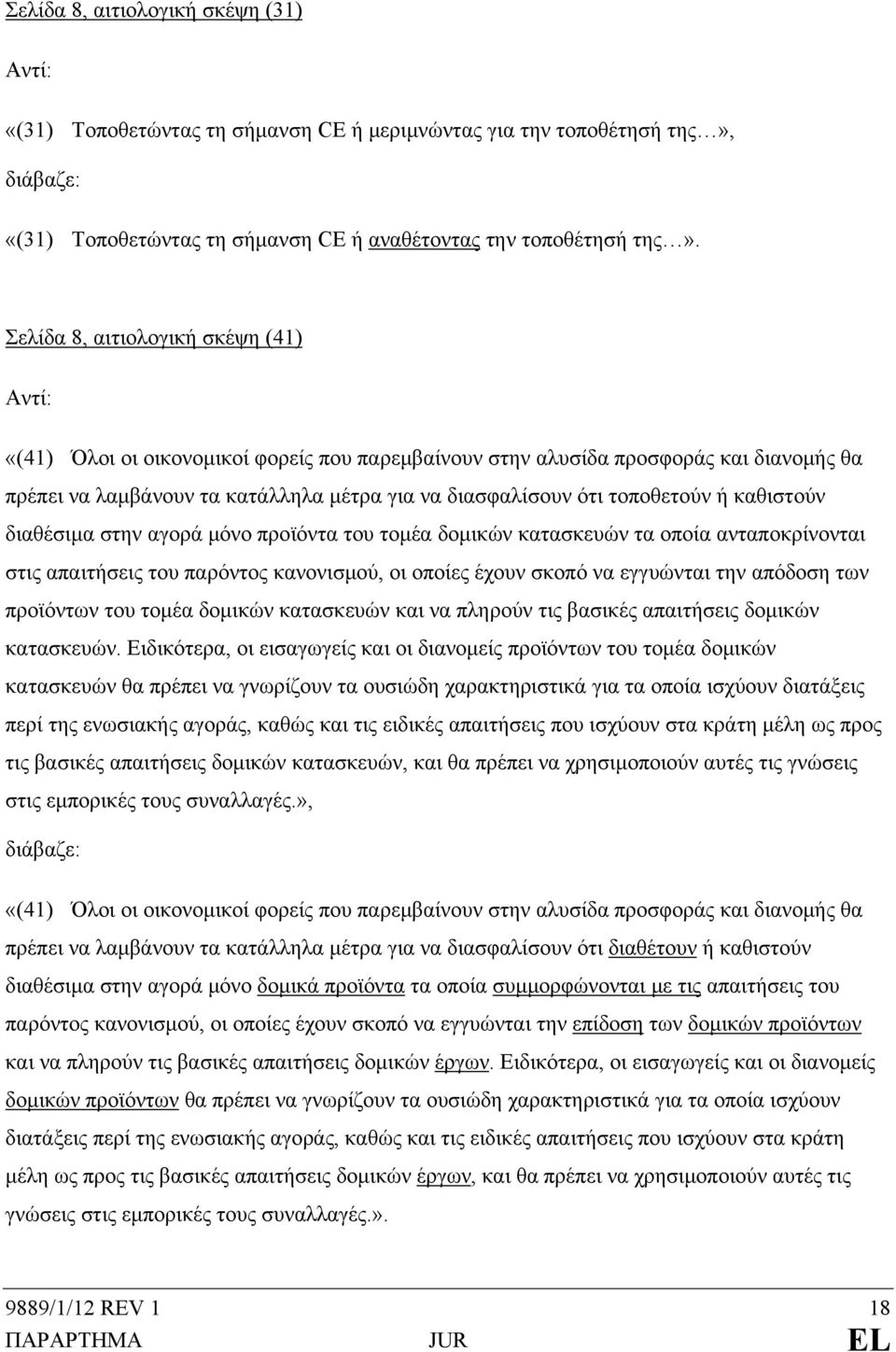 τοποθετούν ή καθιστούν διαθέσιμα στην αγορά μόνο προϊόντα του τομέα δομικών κατασκευών τα οποία ανταποκρίνονται στις απαιτήσεις του παρόντος κανονισμού, οι οποίες έχουν σκοπό να εγγυώνται την απόδοση