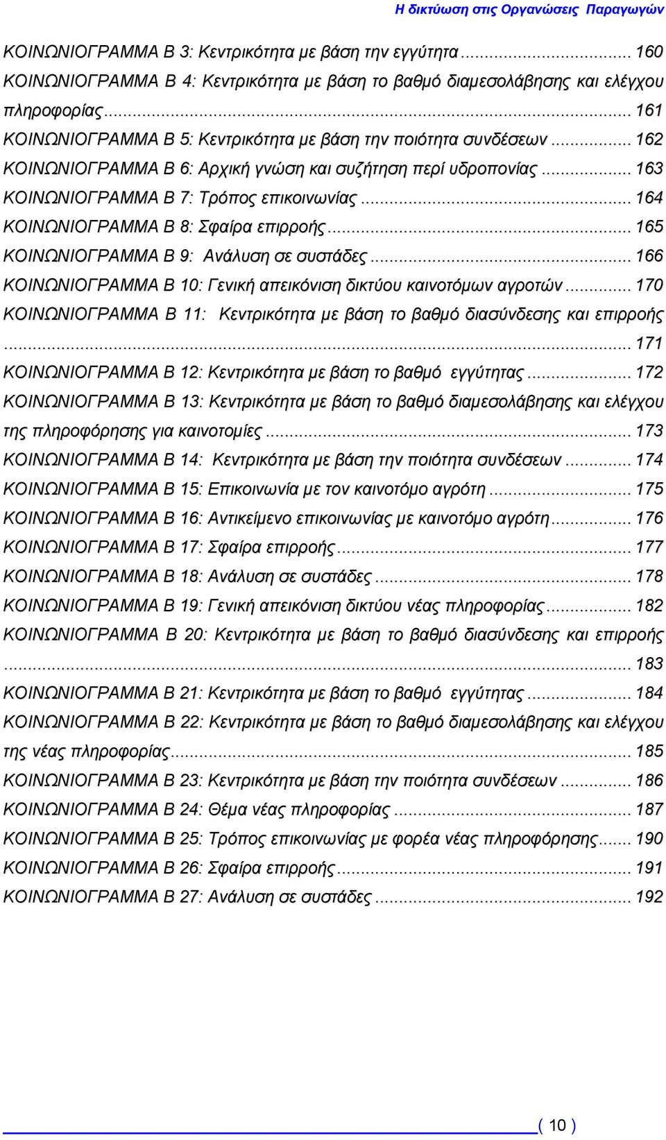 .. 164 ΚΟΙΝΩΝΙΟΓΡΑΜΜΑ Β 8: Σφαίρα επιρροής... 165 ΚΟΙΝΩΝΙΟΓΡΑΜΜΑ Β 9: Ανάλυση σε συστάδες... 166 ΚΟΙΝΩΝΙΟΓΡΑΜΜΑ Β 10: Γενική απεικόνιση δικτύου καινοτόμων αγροτών.