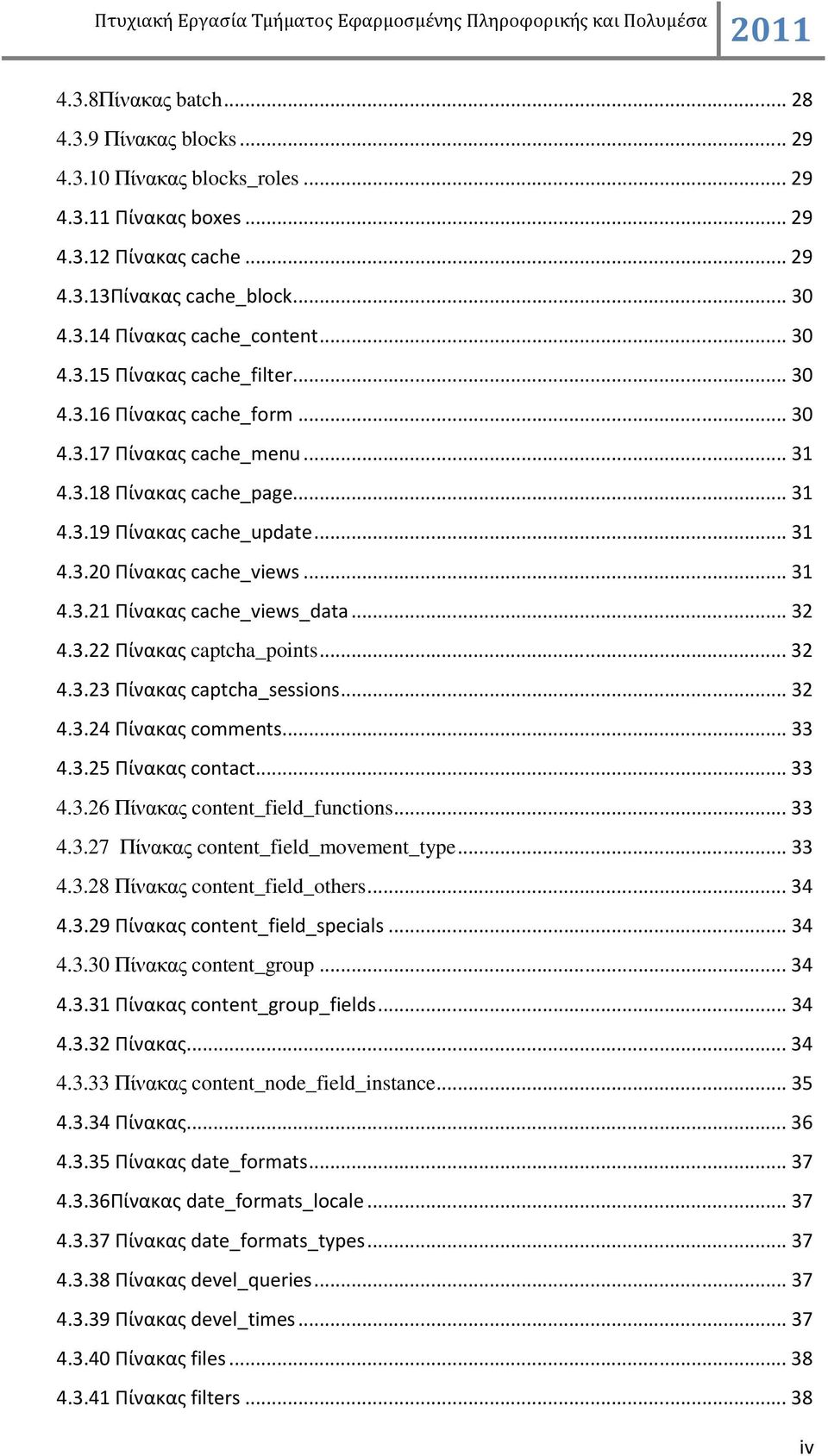 .. 31 4.3.21 Πίνακας cache_views_data... 32 4.3.22 Πίνακας captcha_points... 32 4.3.23 Πίνακας captcha_sessions... 32 4.3.24 Πίνακας comments... 33 4.3.25 Πίνακας contact... 33 4.3.26 Πίνακας content_field_functions.