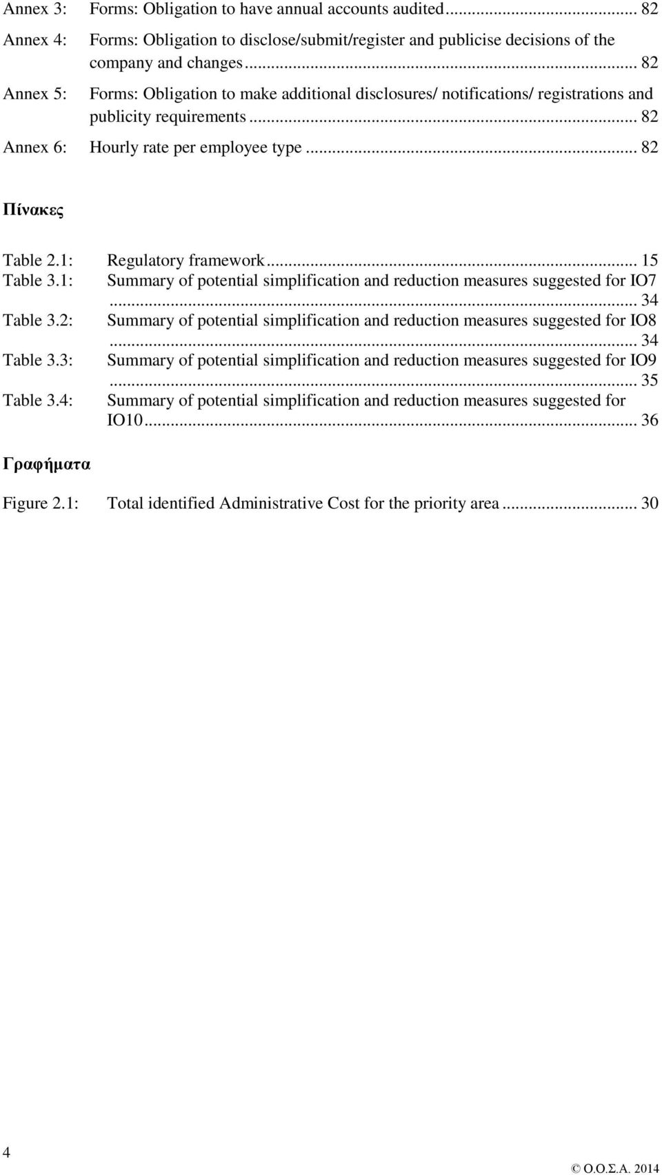 1: Regulatory framework... 15 Table 3.1: Summary of potential simplification and reduction measures suggested for IO7... 34 Table 3.