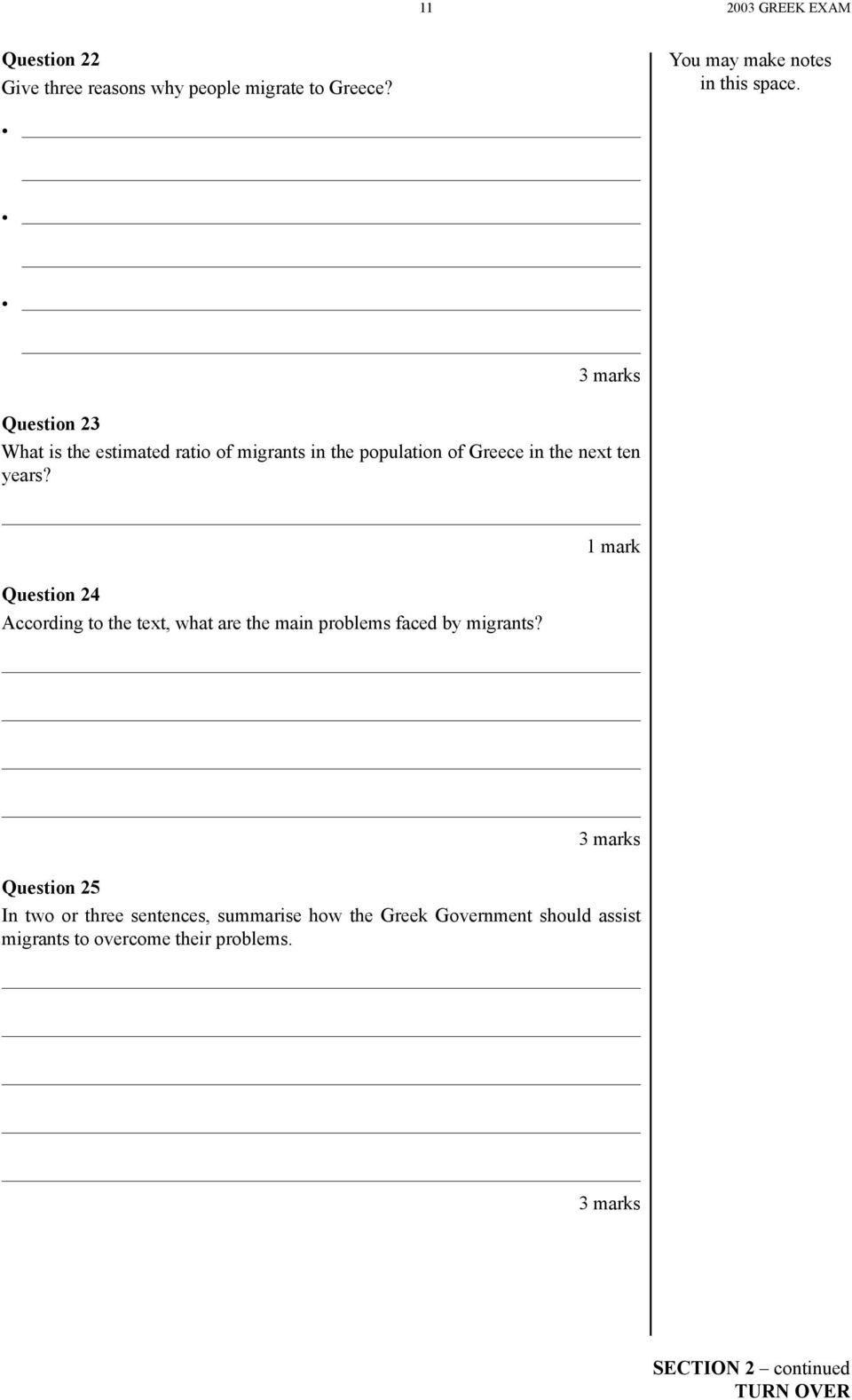 Question 24 According to the text, what are the main problems faced by migrants?